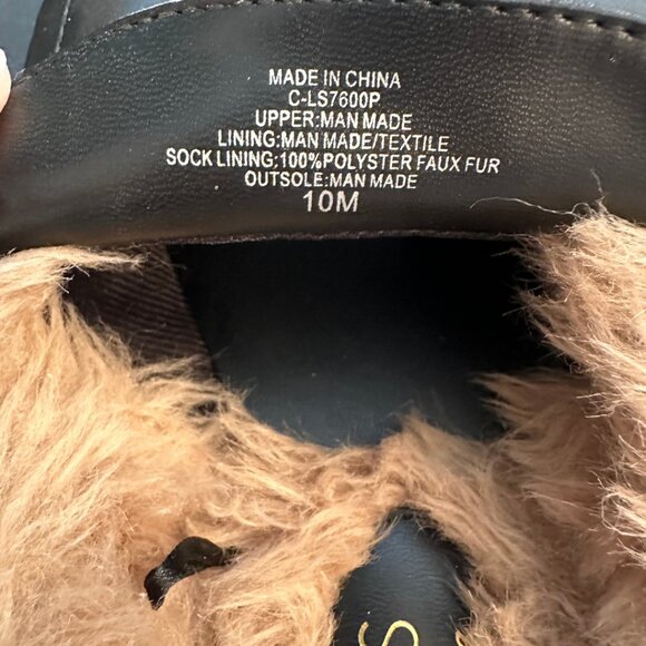 Coconuts by Matisse Faux Fur Chain Slip-On Loafers | Black Leather Mules - Picture 7 of 7